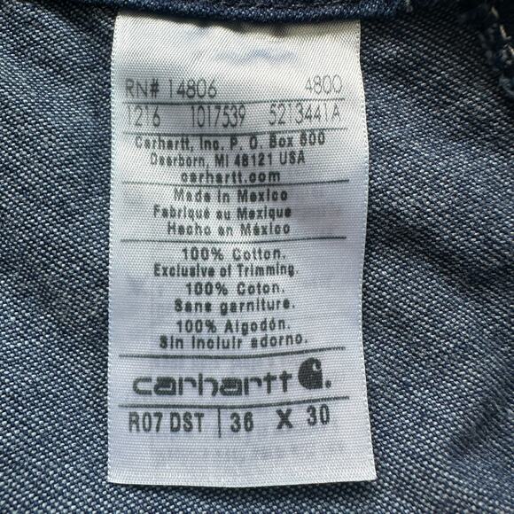 Carhartt Relaxed FIt Denim Work Overalls 36 x 30 - Picture 7 of 10